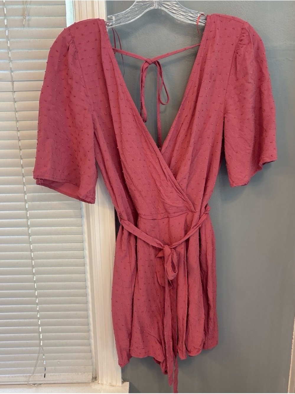 Blue Rain Dusty Rose Wrap Mini Dress with Tie